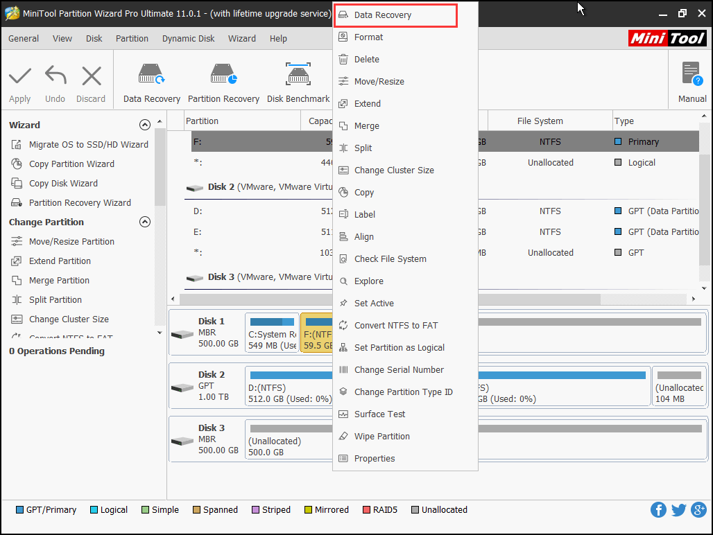 MiniTool Partition Wizard Data Recovery feature